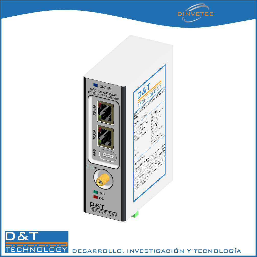 Controlador Gateway con Ethernet, RS485 y RF Mod. DIT02ETH